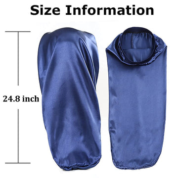 2 Pack Large Satin Sleep Cap for Black Women Soft Elastic Hair Braid Bonnet for Sleeping